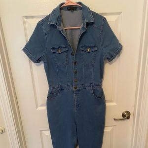 Short sleeved Denim button up jumpsuit